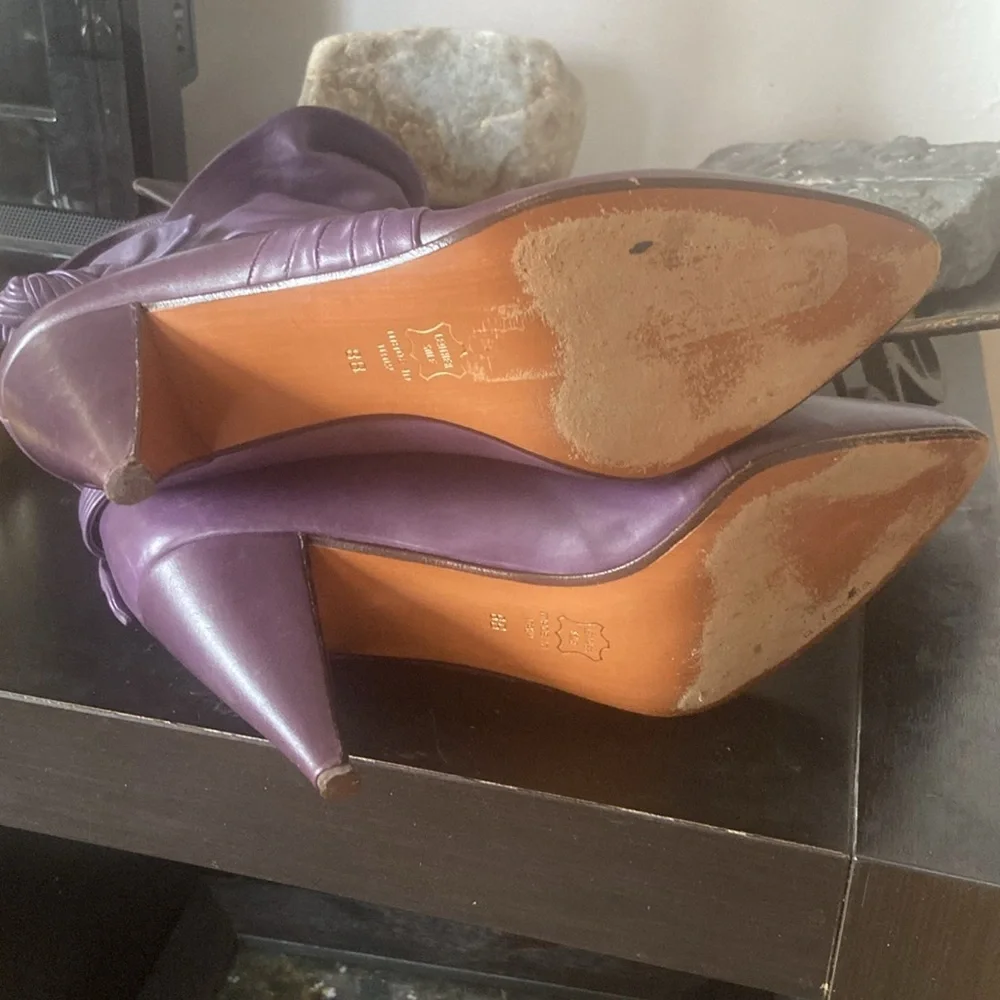RARE vintage Alberto D. Molina ankle boots, violet purple buttery leather - Picture 9 of 13